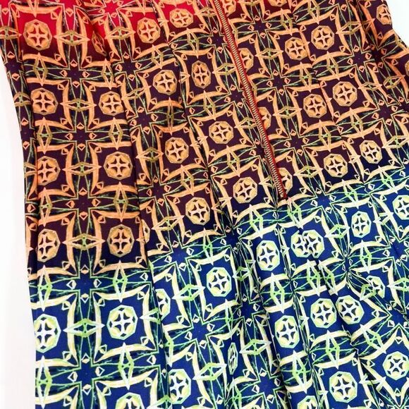 Julian Taylor Fit & Flare Dress Womens 10 Multicolor Geometric Sleeveless - Picture 10 of 11